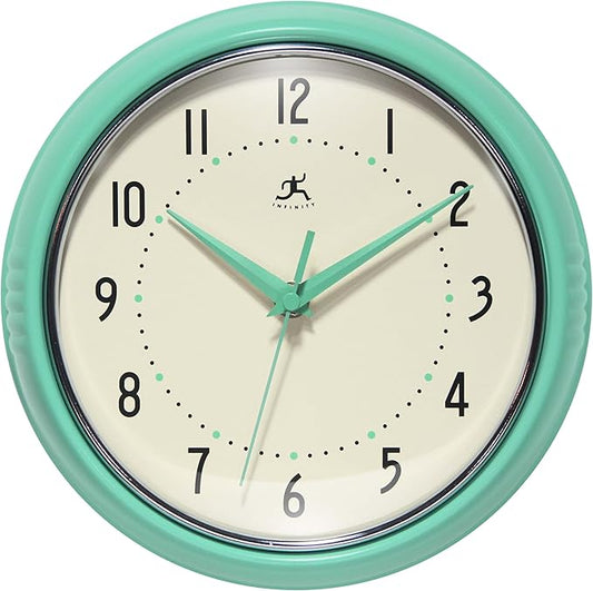 Infinity Instruments LTD. Retro 9 inch Silent Sweep Non-Ticking Mid Century by InfinityInstruments