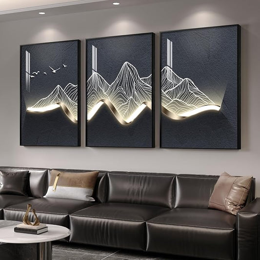 Large Framed Modern Abstract Mountain Wall Art by Cuspin