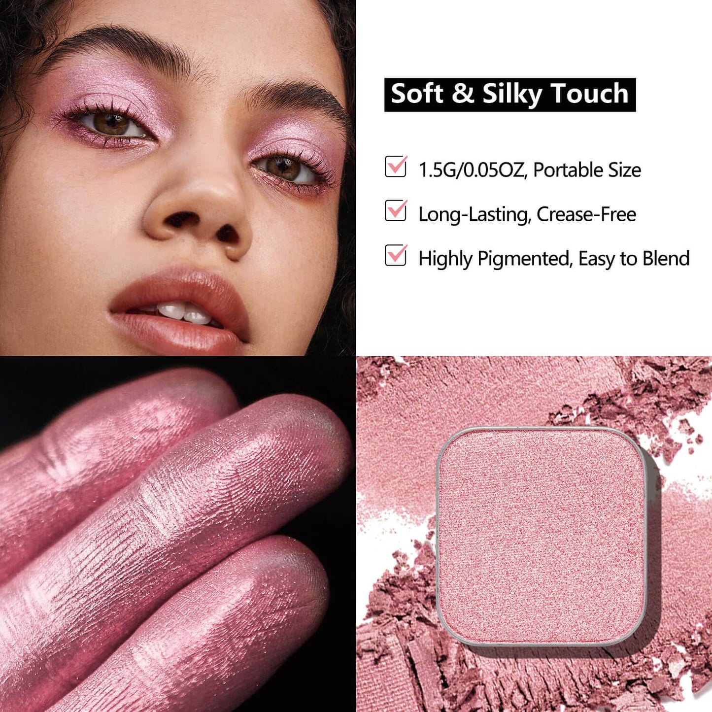 3-Color Eyeshadow Combo Pack – Matte & Shimmer Neutral Shades,Powder, Highly Pigmented, Long-Lasting, Refills Pans for Custom Magnetic Palette