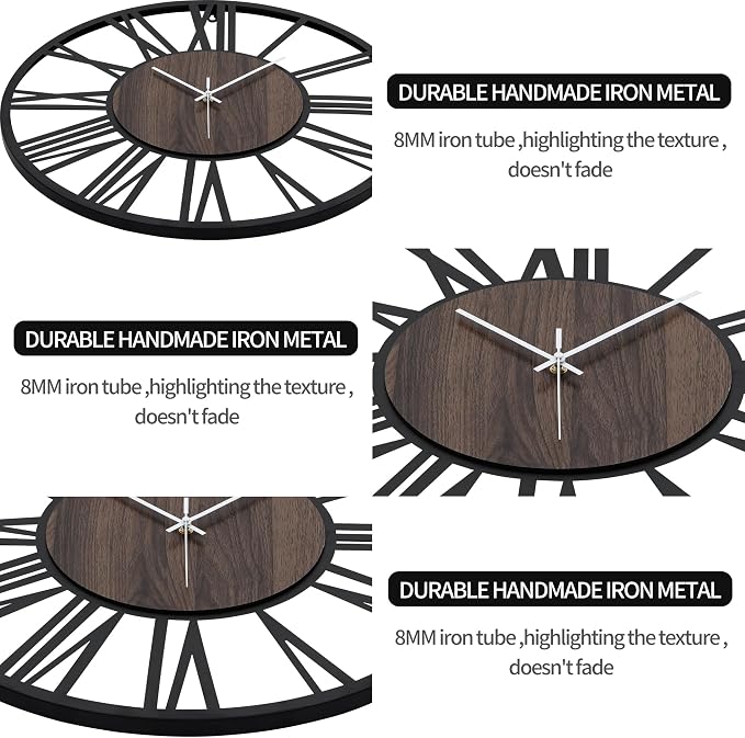 LEIKE Large Wall Clocks, Non Ticking, Battery Operated Big Retro Round Modern - Image 4