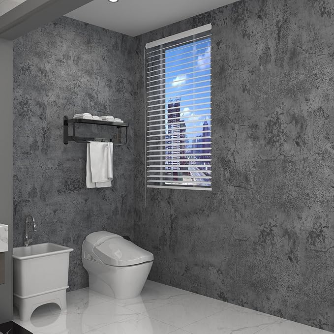 3yecao 48"×197" Extra Wide Thick Dark Blue Grey Concrete Wallpaper Peel and - Image 4