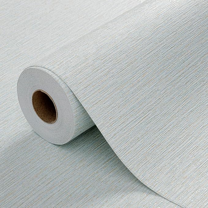 Grasscloth Peel and Stick Wallpaper 20.8"x394" Blue Thick Fabric Textured Linen by HyunHome