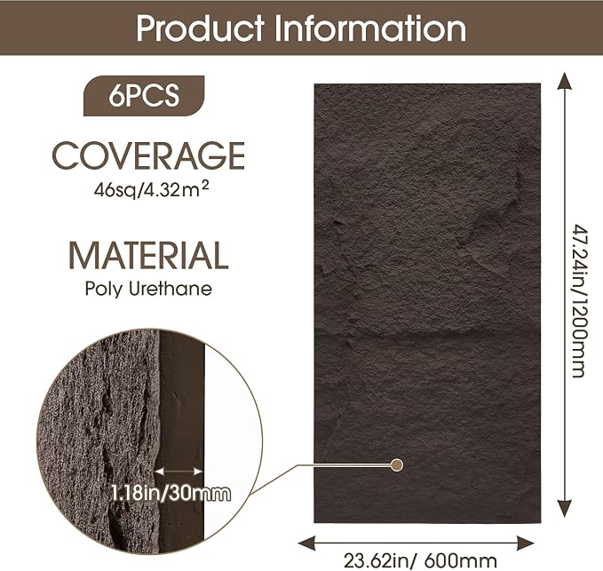 3D Faux Stone Wall Panels, 46.49 sq.ft Coverage, Lightweight & Waterproof - Image 3