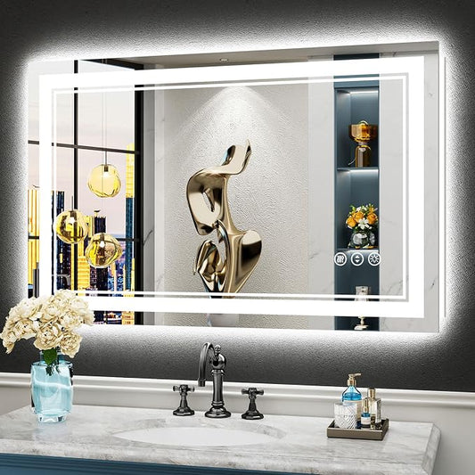 40x24 LED Bathroom Mirror with Lights, Backlit and Front Lit Anti-Fog Lighted by Awandee