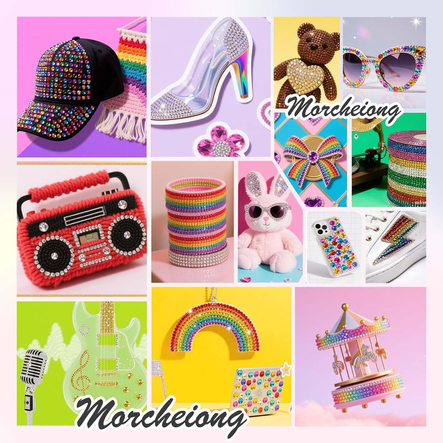 Morcheiong 17000Pcs Resin Rhinestones Transparent Flatback Crystals Diamond Includes Tweezers and Pickup Pen Suitable for Crafting DIY Nail Art Makeup Wedding Dress Clothing Mug