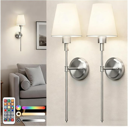 DORESshop Battery Operated Wall Sconce Set of 2, Wireless Wall Light Easy to by DORESshop