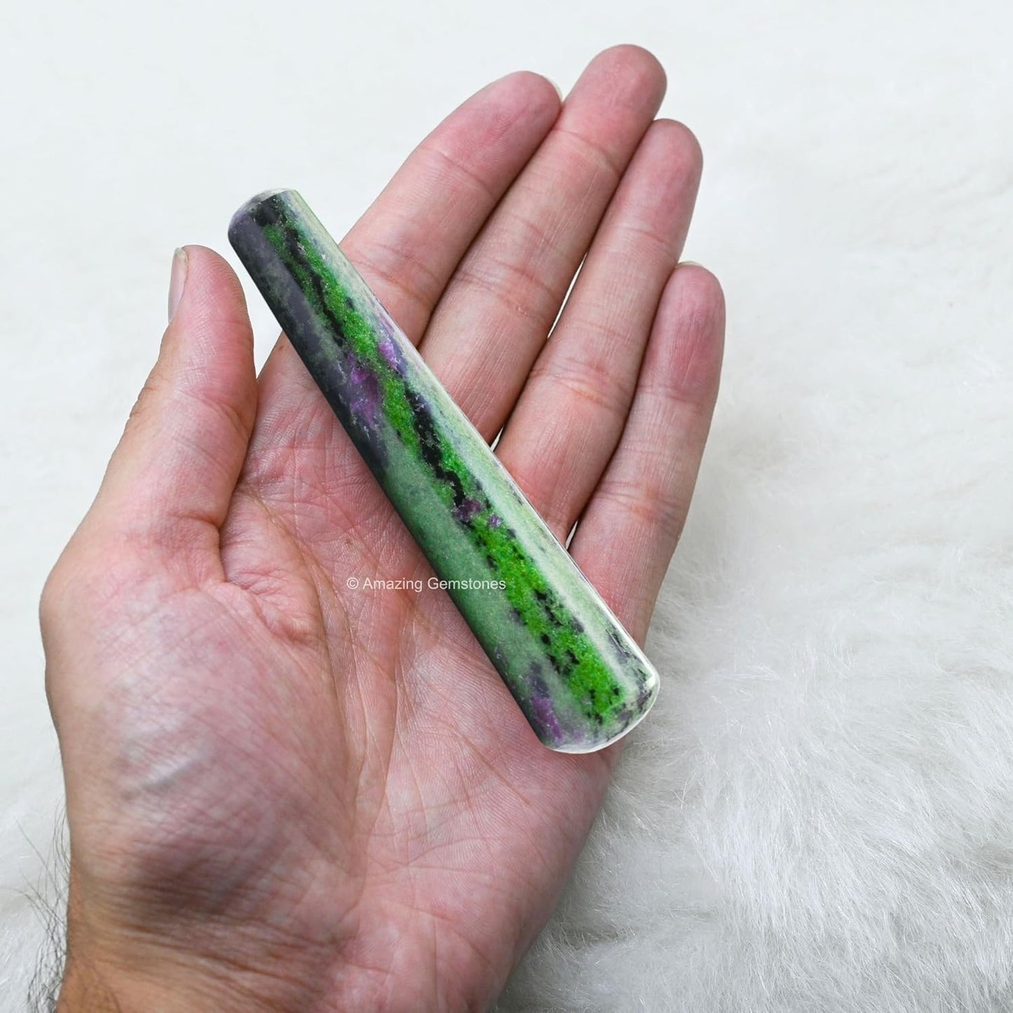 Amazing Gemstone Ruby Zoisite Crystal Wand Massage Stick - Pelvic Wand Gua Sha for Adults - Crystals and Healing Stones Massage Wands for Adults Gifts (Smooth)