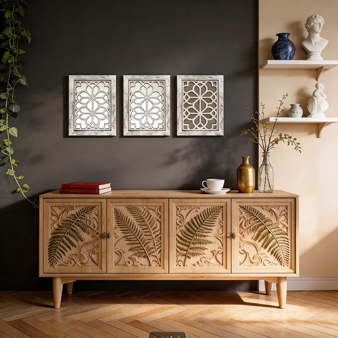Set of 2 13x17 Inch Rectangular Shatterproof Decorative Wall Mirrors, Boho - Image 5