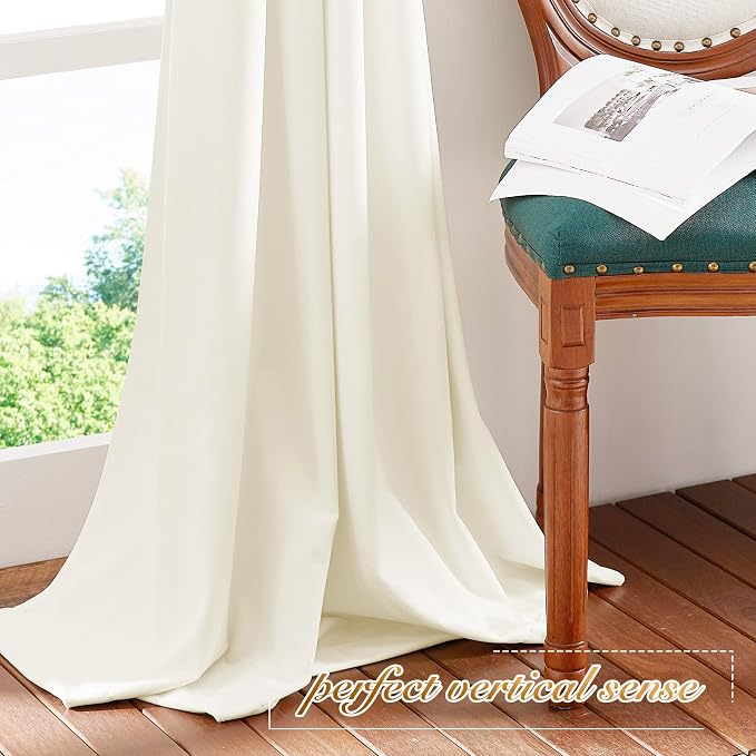 NICETOWN Ivory White Velvet Curtains 54" Length 42" Wide, Light Dimming Thermal - Image 6