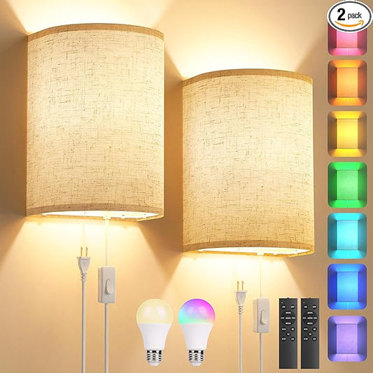 Plug in Wall Sconces Set of Two: Wall Lights by Yunaking