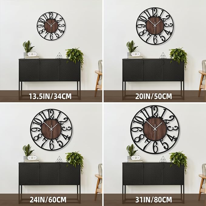 Large Wall Clock for Living Room Decor, 20 Inch Non Ticking Silent, Battery - Image 2