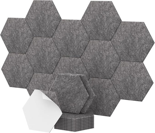 12 Pack Hexagon Acoustic Panels, TONOR 12"x 10"x 0.4" High Density Sound Proof by TONOR