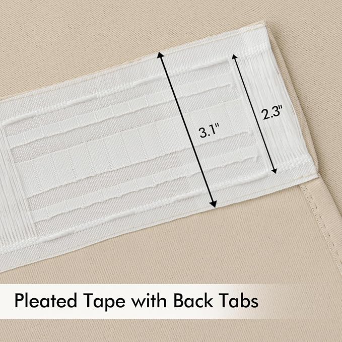 MIULEE Cream Beige Back Tab Light Blocking Curtains 72 Inch Length 2 Panels Set - Image 4