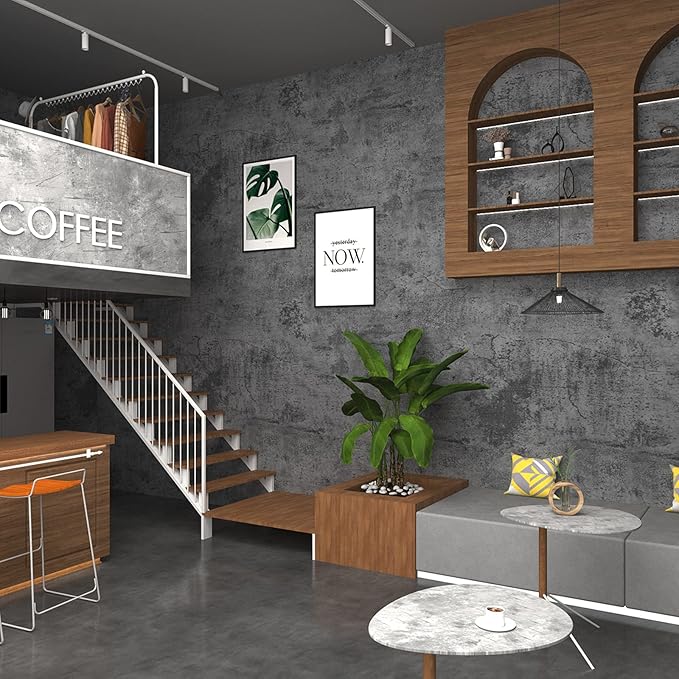 3yecao 24"×591" Large Size Dark Blue Grey Concrete Wallpaper Peel and Stick - Image 3