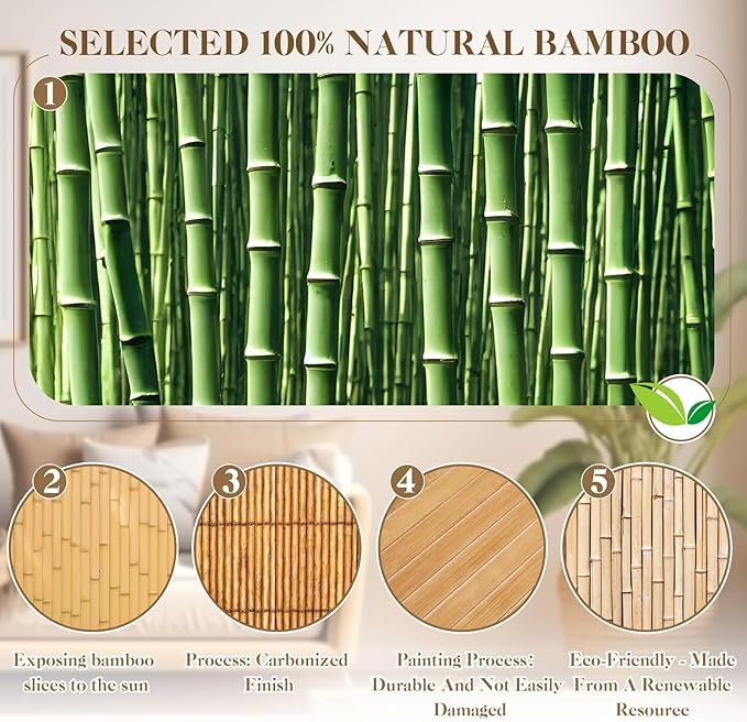 Juexica 2 Pcs Natural Bamboo Wall Panel 24 x 96 Inch Bamboo Covering Renewable - Image 3