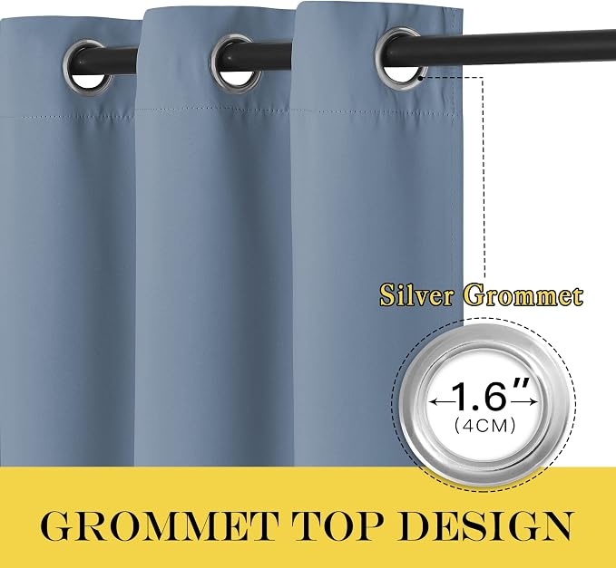 NICETOWN Blackout Stone Blue Curtains 120 inch Length - Image 2
