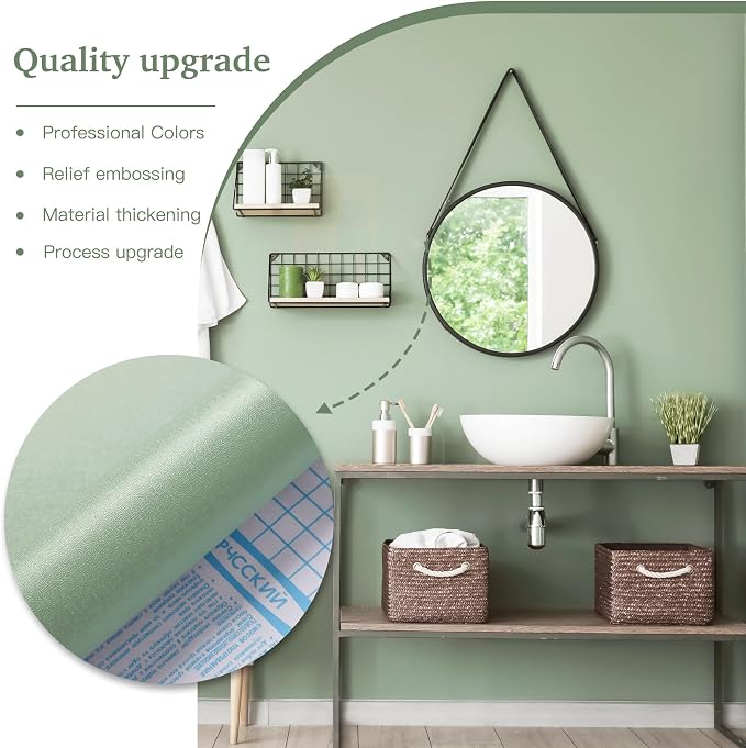 Dimoon 17.7''x393'' Peel and Stick Wallpaper Light Green Contact Paper - Image 8