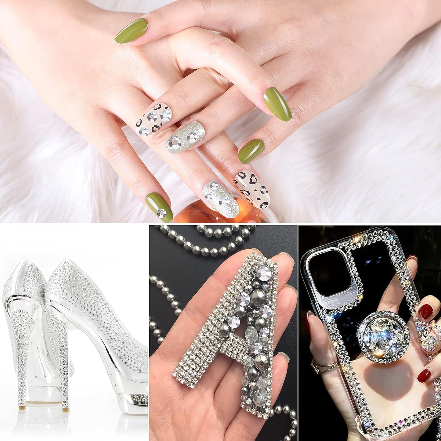 3456pcs Flatback Rhinestones Glass Charms Diamantes Gems Stones for Nail Art 6 Size ss4~ss12 Silver