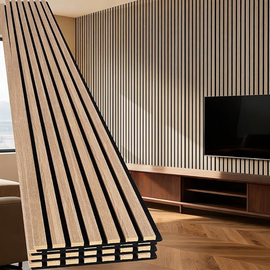 Yuzzy 4 Pack Wood Panels for Wall, 94.5" x 11" Acoustic Wood Slat Wall Panel by Yuzzy