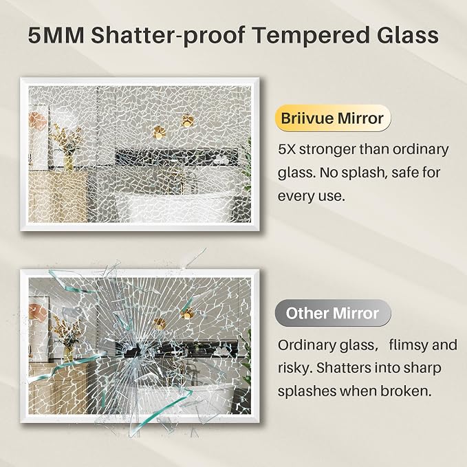 40x32 Inch White Bathroom Mirror - Image 8