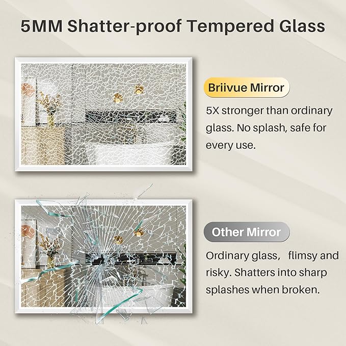 36x30 Inch White Bathroom Mirror - Image 8