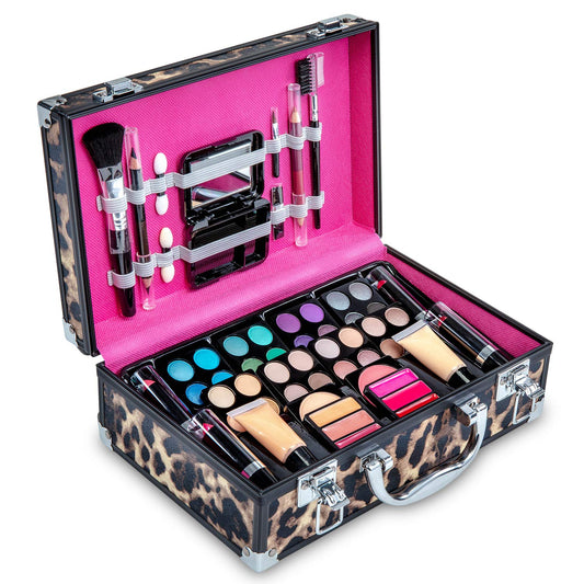 Makeup Kit Gift Set – 79 Piece - 32 Eye Shadows, 2 Blushes, 2 Lip Glosses, 2 Lipsticks, 2 Eye Liner Pencils, 1 Lip Liner Pencil, 1 Mascara - Case with Carrying Handle