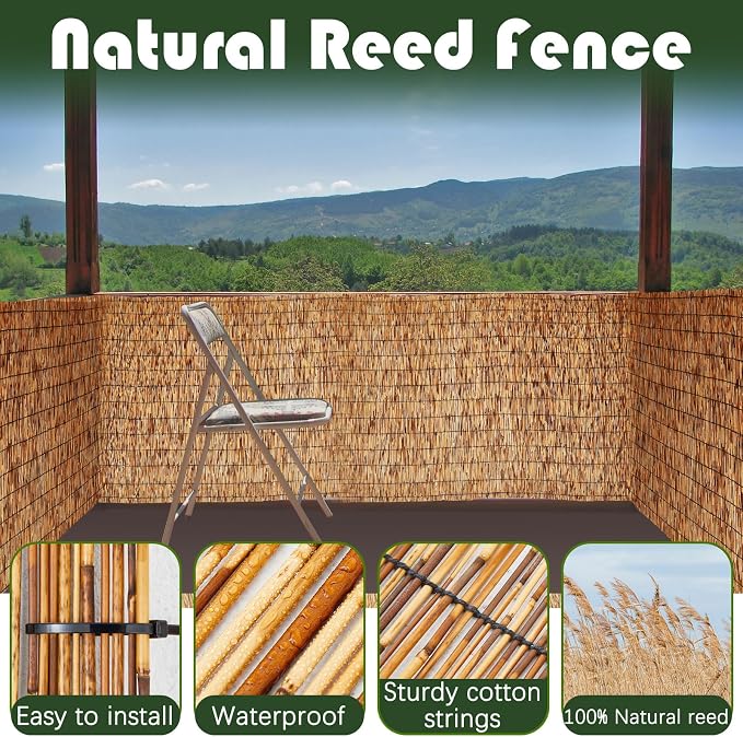 Barydat 3 Pcs 3 x 16.4 ft Reed Fence Roll, 85% Shade Bamboo Privacy Screen - Image 7
