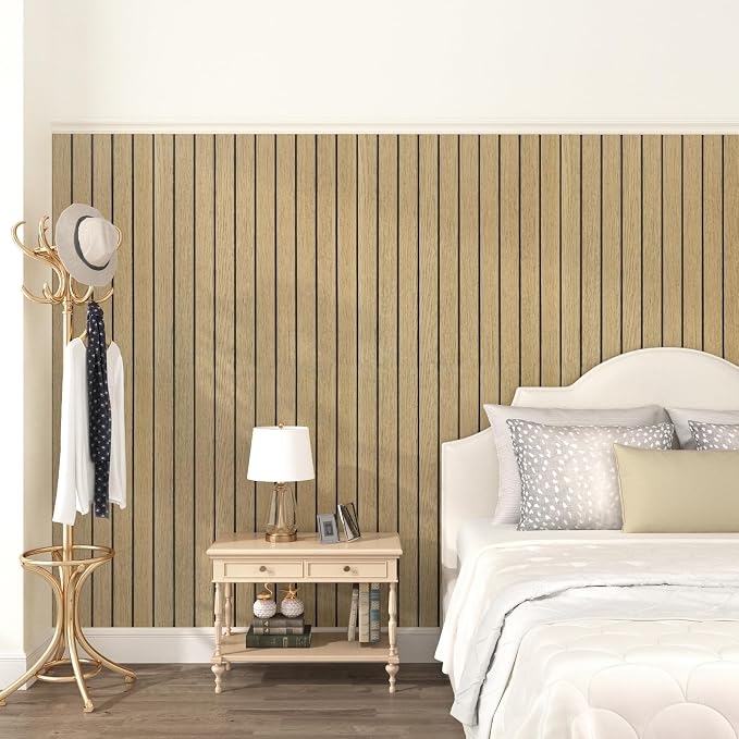 Brown 3D Wood Wall Panels Peel and Stick Fluted Wall Slat Panels 23.6"x197" - Image 4