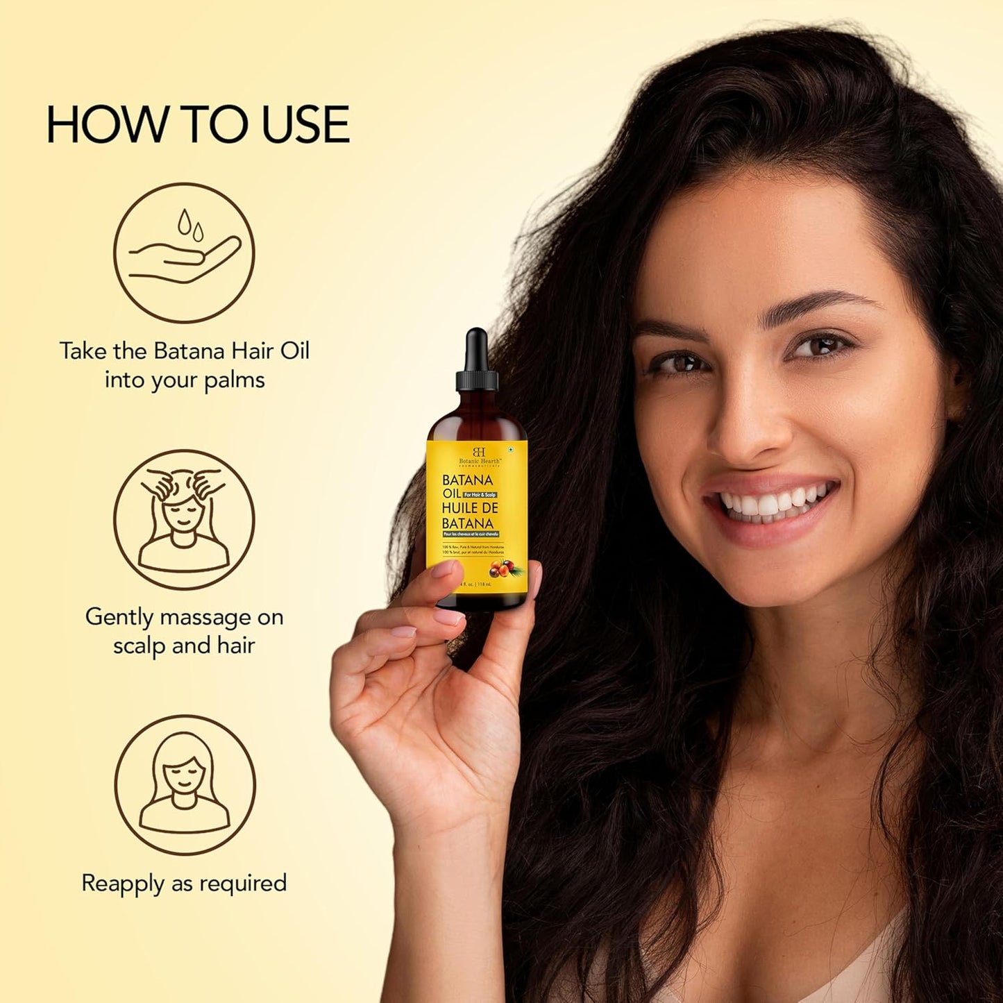 Botanic Hearth 100% Pure Batana Oil for Hair Growth- Weightless(Glass bottle 4 fl oz) from Honduras|Hair Oil Repairs Dry Damaged Hair, Strengthening, Healthier Hair- Hair Tonic