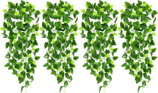 CEWOR 4pcs Artificial Hanging Plants 2.9ft Fake Ivy Vine Fake Ivy Leaves by CEWOR