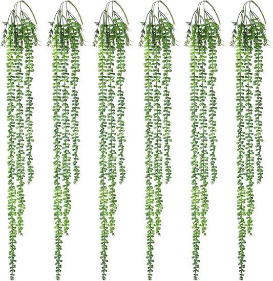 6pcs Artificial Succulents Hanging Plants, Fake Hanging Plant String of Pearls by Hobyhoon