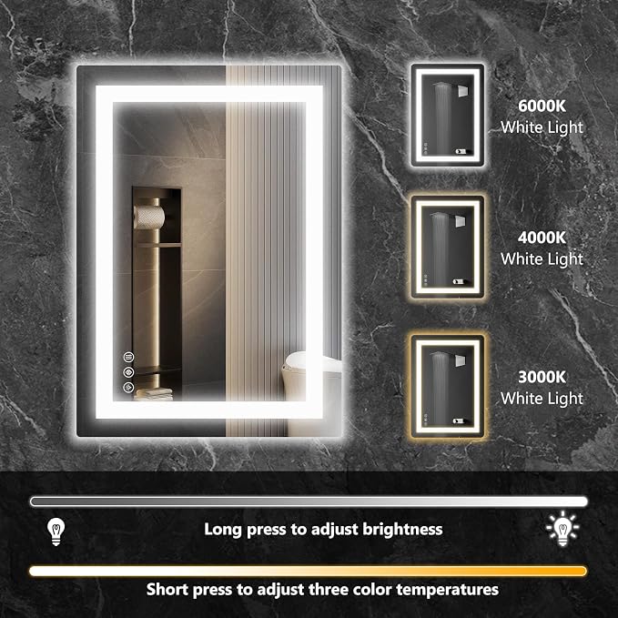 Sweetcrispy 32"x40" Smart Anti-Fog LED Bathroom Mirror - Image 7