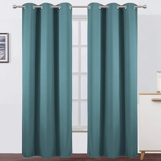 LEMOMO Sea Teal Thermal Blackout Curtains/42 x 95 Inch/Set of 2 Panels Room by Lemomo