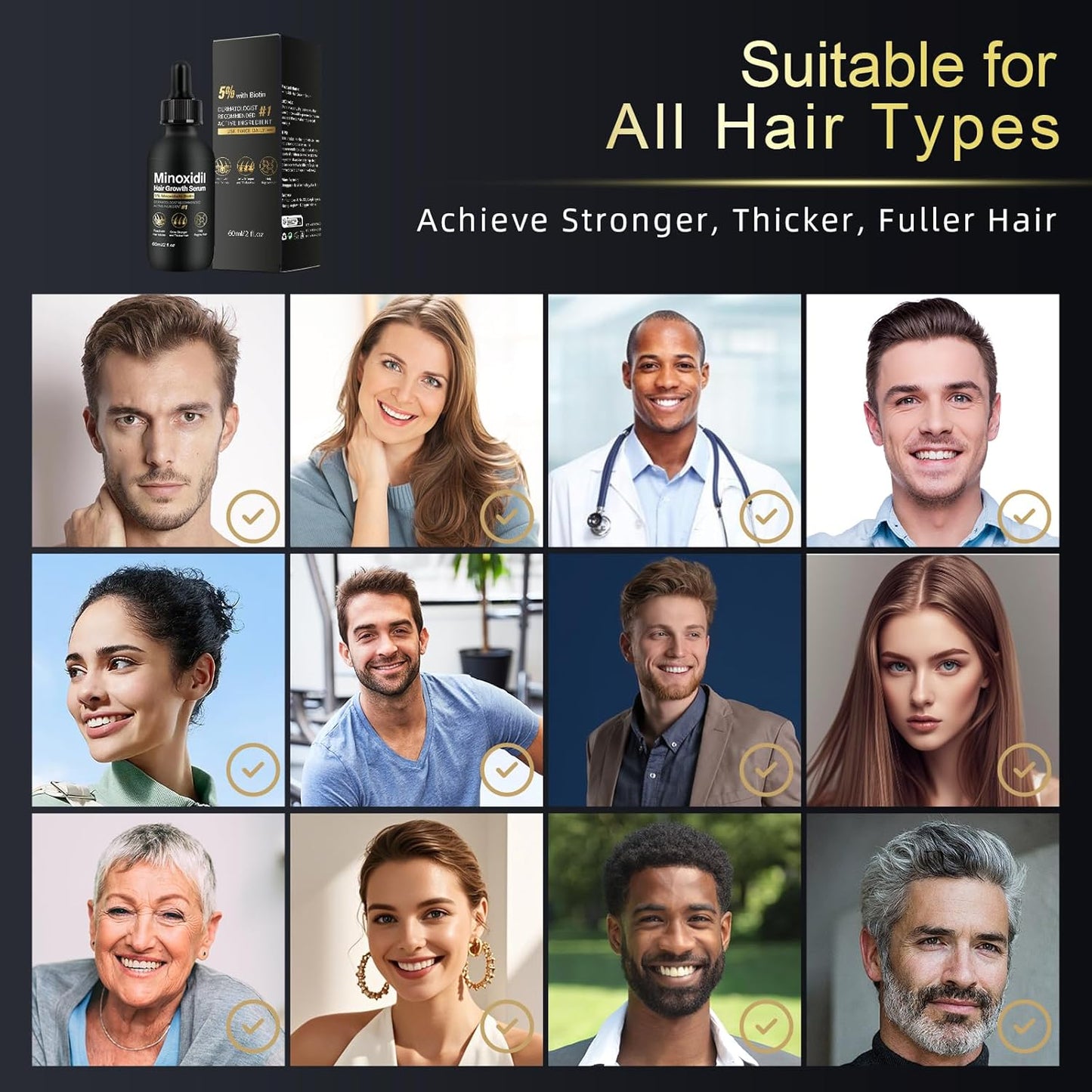 5% Minoxidil for Women Hair Growth - Hair Regrowth Treatment for Men and Women - Minoxidil Hair Growth Serum for Fuller, Thicker Hair