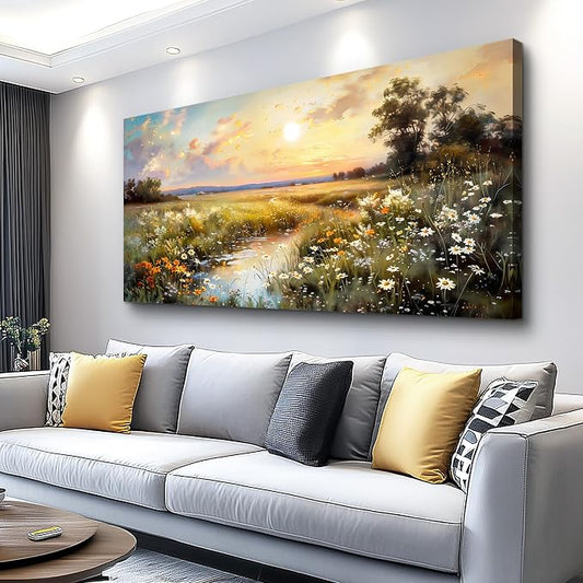 hyidecorart Vintage Farmhouse Wildflower Wall Paintings Canvas Wall Art by hyidecorart