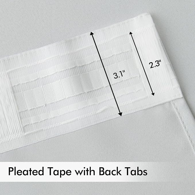 MIULEE Greyish White Back Tab Blackout Curtains 72 Inches Long 2 Panels Set - Image 4