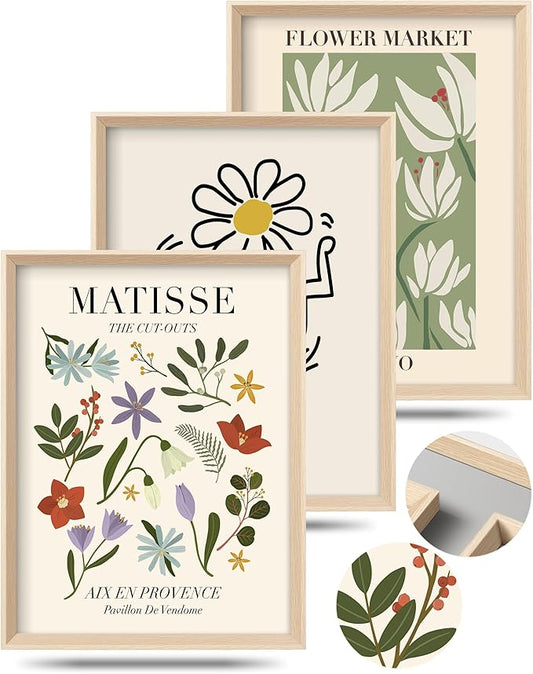Framed Matisse Canvas Wall Art for Bedroom, Abstract Matisse Canvas Wall Decor by HesenDot