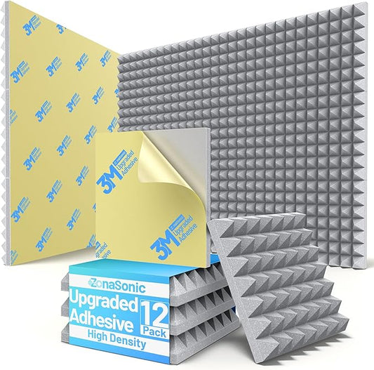 12 Pack Pyramid Sound Proof Foam Panels by Unknown