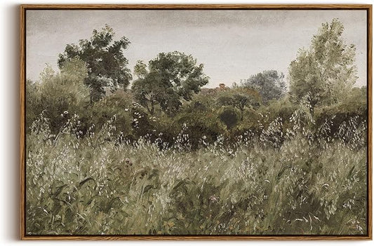InSimSea Framed Canvas Wall Art Vintage Decor, Large Art Countryside Field by InSimSeaArt