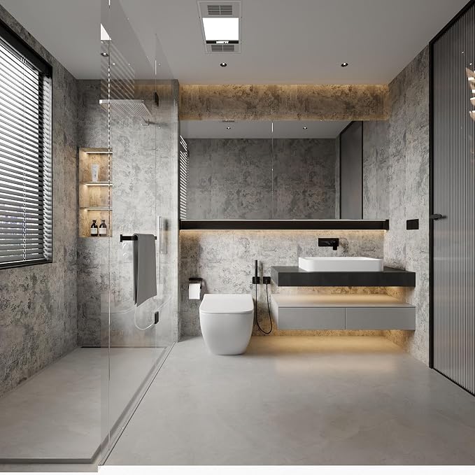 BAYYA Concrete Wallpaper Peel and Stick Grey/Brown/Beige Cement Contact Paper - Image 6