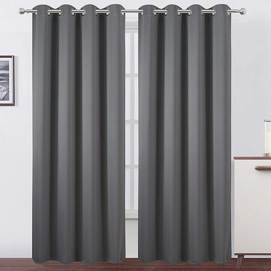 LEMOMO Grey Blackout Curtains/52 x 84 Inch/Set of 2 Panels Thermal Insulated by Lemomo