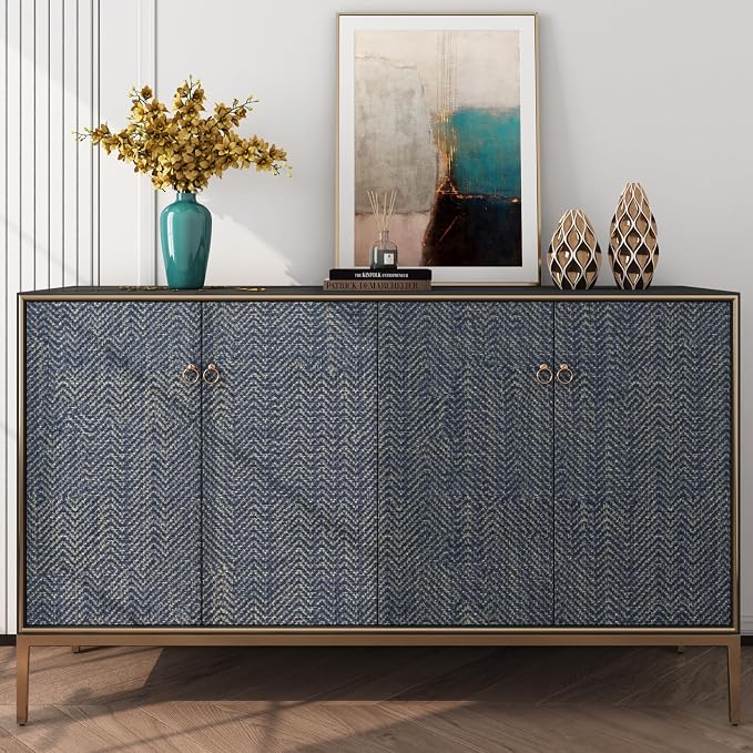 FunStick 24"x394" Removable Gold Dark Blue Textured Wallpaper Peel and Stick - Image 4