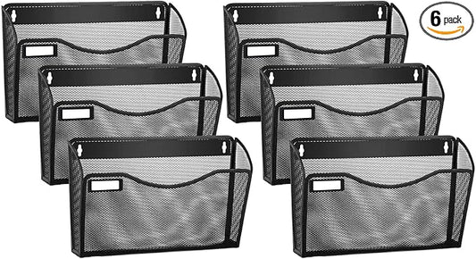 samstar 6 Pack Mesh Wall Mounted File Holder Metal Wall File Pocket Mail by Samstar