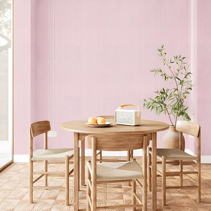 Pink Grasscloth Peel and Stick Wallpaper Texture Contact Paper A Set of 15.7" X - Image 6