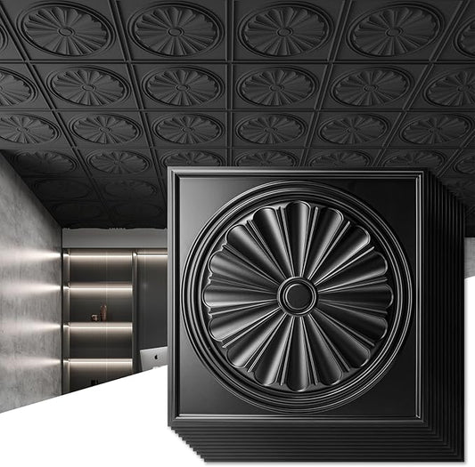 Art3dwallpanels Ceiling Tiles 12 Pack Drop Ceiling Tiles, 24 x 24 Inch High by Art3dwallpanels