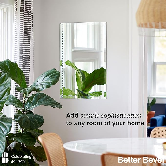 Better Bevel Frameless Square Mirror | 24" x 24" Bathroom Wall Mirror w/Beveled - Image 2
