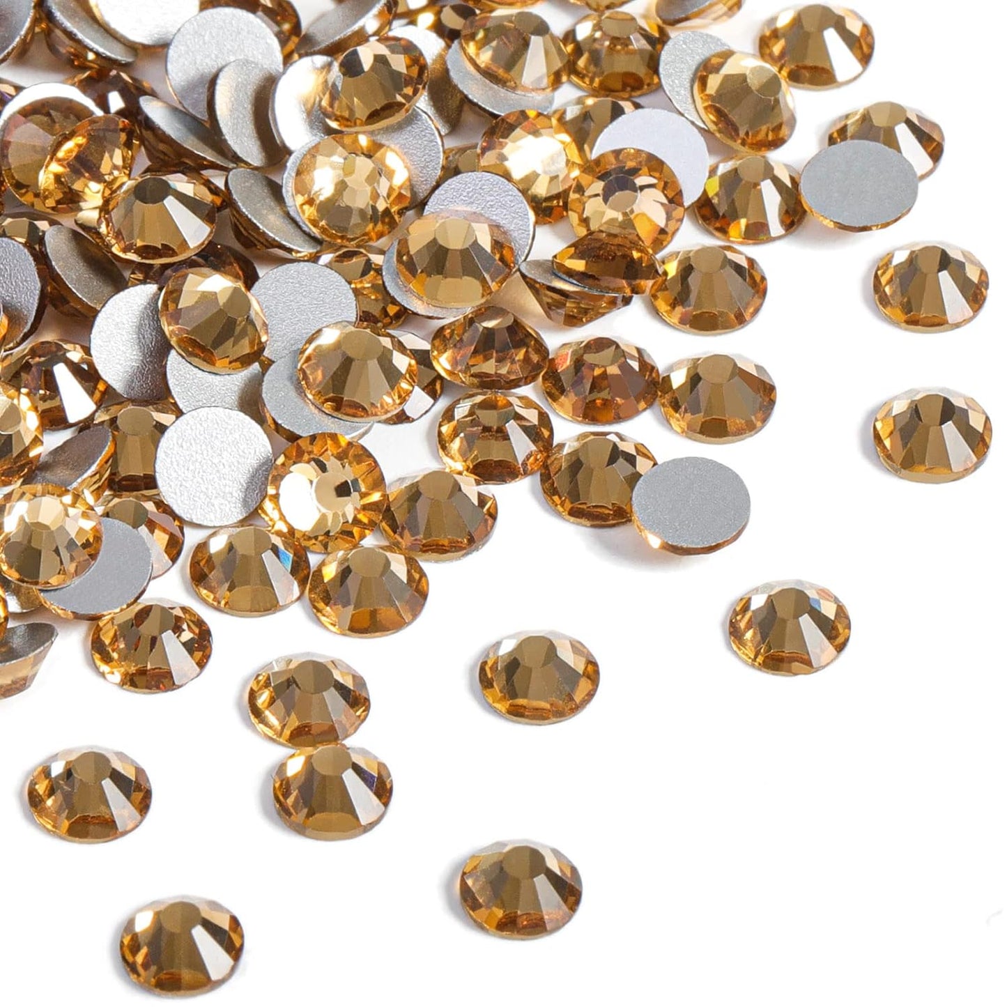 beadsland Flat Back Crystal Rhinestones Round Gems, Lt Colorado Topaz (1.3-1.4mm) SS3/1440pcs