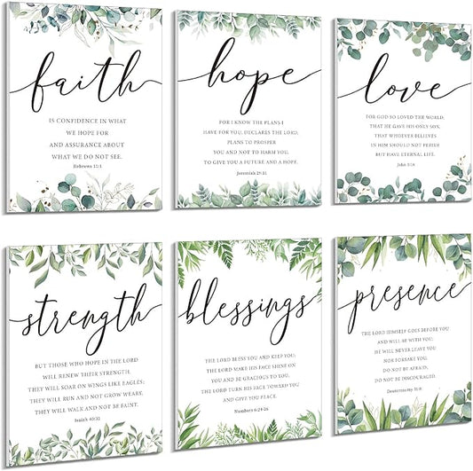 Sacubee 6 Pack Acoustic Christian Art Panels 12" x 16" Faith Hope Love by Sacubee