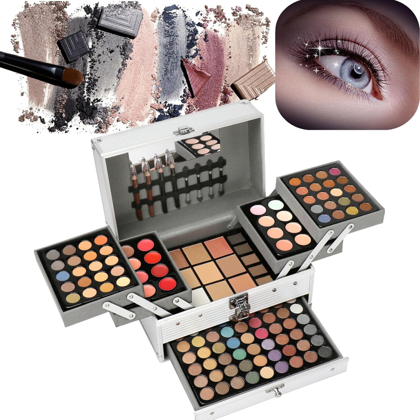 Professional 132 Colors All-in-one Makeup Palette Cosmetic Contouring Kit Combination with Eyeshadow, Cream Concealer, Eyebrow Powder, Lip Gloss Blusher and Pressed Powder