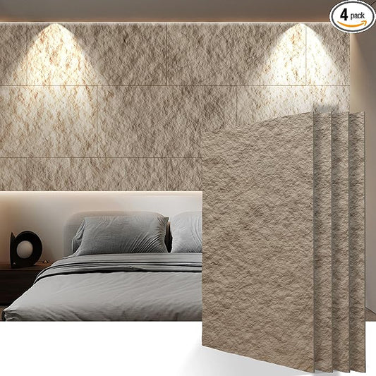 KASARO PU 3D Faux Stone Wall Panels, Cement Texture Accent by KASARO